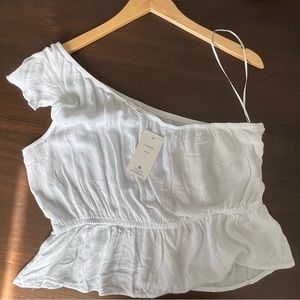 Pink Rose One-Shoulder Short Sleeve Top Size L